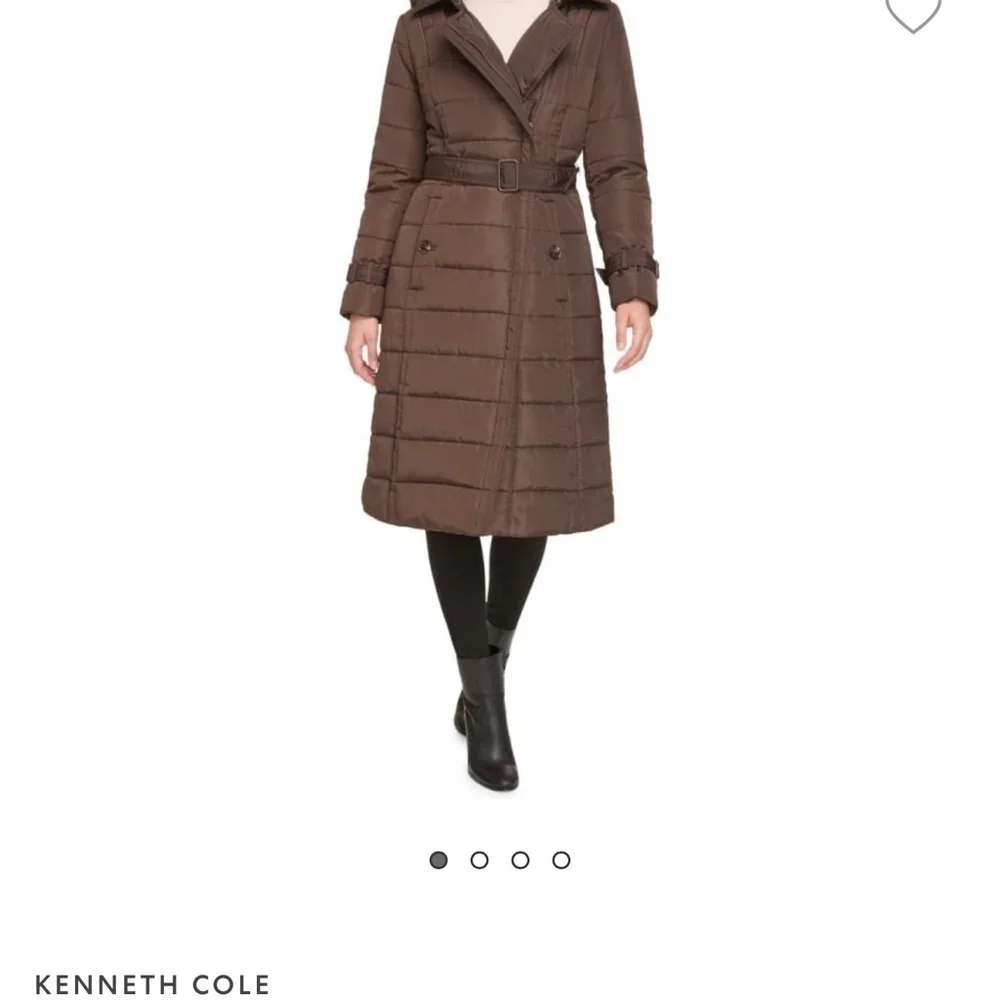 KENNETH COLE Belted Puffer Trench Coat Size Small